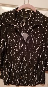 Black polka dot button down blouse